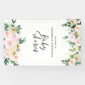 Banderoles Baby shower aquarelle pêche rose script floral (Horizontal)