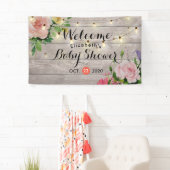 Banderoles Baby shower Aquarelle Succulent Plantes Bois blanc (En situation)
