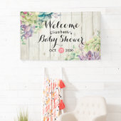Banderoles Baby shower Aquarelle Succulent Plantes Bois blanc (En situation)