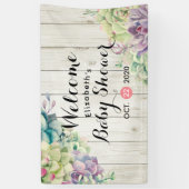 Banderoles Baby shower Aquarelle Succulent Plantes Bois blanc (Vertical)
