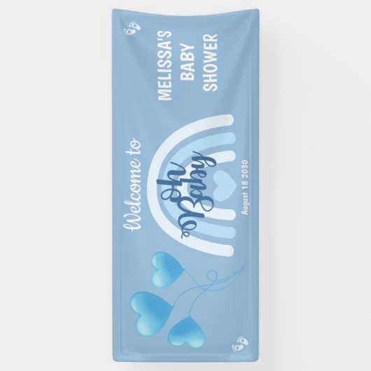 Banderoles Baby shower arc-en-ciel bleu (Vertical)