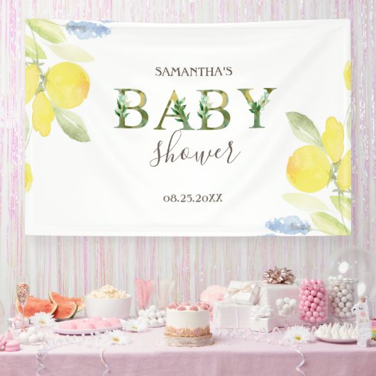 Banderoles Baby shower aux citrons aquarelles (Fête)