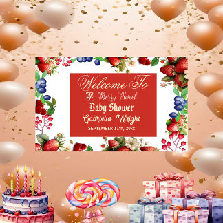 Banderoles Baby shower aux fraises rouges | Blue Berry Sweet