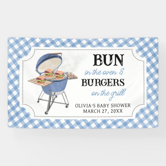 Banderoles Baby shower BBQ Burger Bleu (Horizontal)