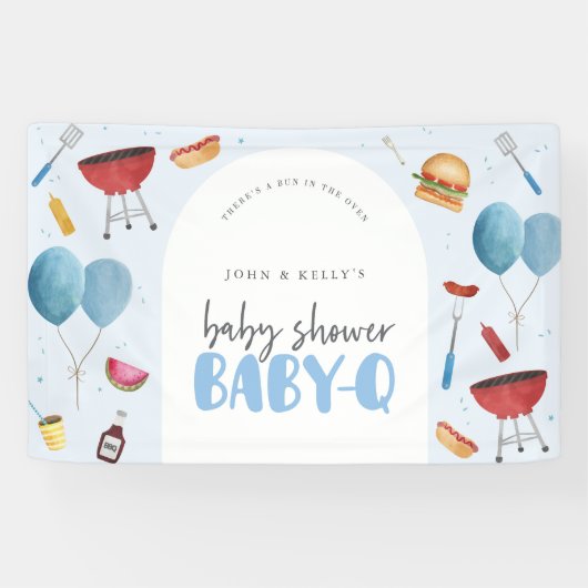 Banderoles Baby shower bébé-Q (BBQ) grand bandeau (Horizontal)