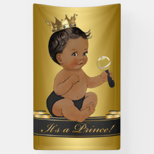 Banderoles Baby shower Black Gold African American Prince