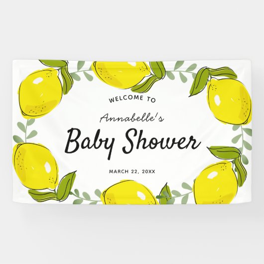 Banderoles Baby shower blanc citron Citrus (Horizontal)