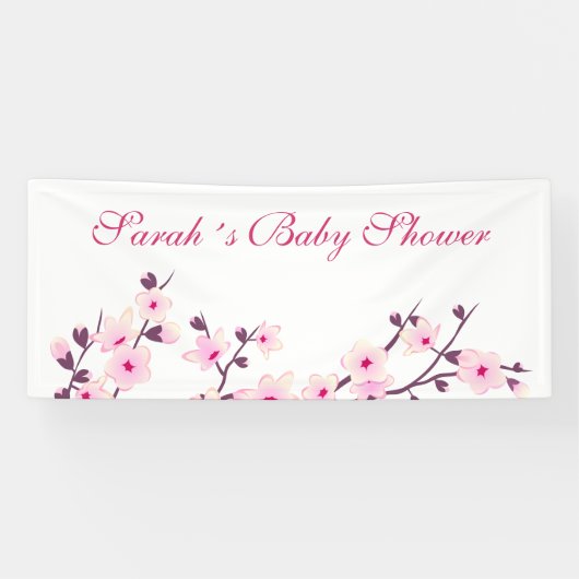 Banderoles Baby shower blanc rose cerisier (Horizontal)