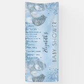 Banderoles Baby shower bleu argent parties scintillant ballon (Vertical)