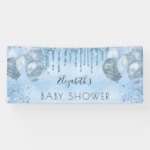 Banderoles Baby shower bleu argent parties scintillant ballon (Horizontal)