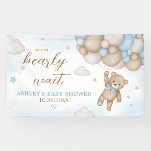 Banderoles Baby shower Bleu Bear Balloons (Horizontal)
