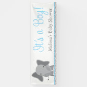 Banderoles Baby shower bleu-clair de Chevron d'éléphant (Vertical)