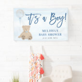 Banderoles Baby shower Bleu de l'ours en peluche (En situation)