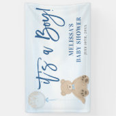 Banderoles Baby shower Bleu de l'ours en peluche (Vertical)