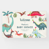 Banderoles Baby shower bleu dinosaure (Horizontal)