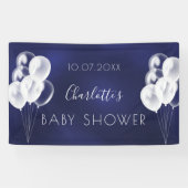 Banderoles Baby shower bleu marine garçon blanc ballons (Horizontal)