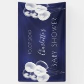 Banderoles Baby shower bleu marine garçon blanc ballons (Vertical)