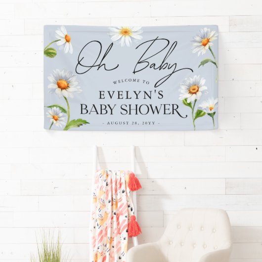 Banderoles Baby shower bleu migny sauvage Daisy (En situation)