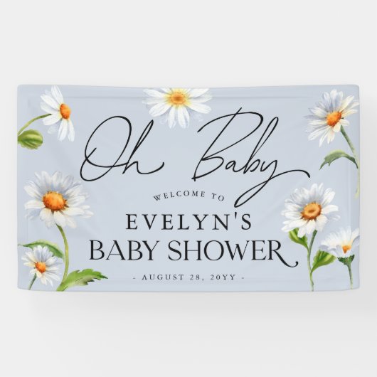 Banderoles Baby shower bleu migny sauvage Daisy (Horizontal)