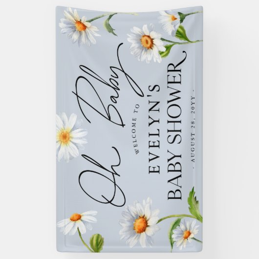 Banderoles Baby shower bleu migny sauvage Daisy (Vertical)