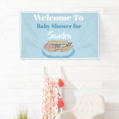 Banderoles Baby shower bleu moderne Eléphant Arche du garçon (En situation)