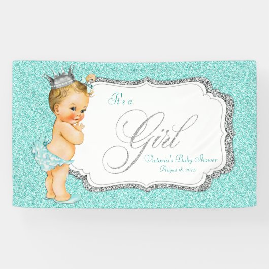 Banderoles Baby shower bleu turquoise (Horizontal)