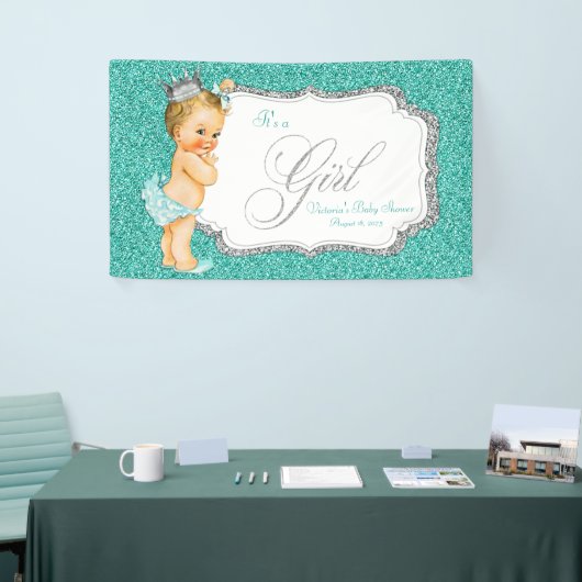 Banderoles Baby shower bleu Turquoise élégant (Salon professionnel)