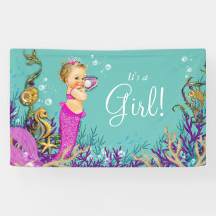 Banderoles Baby shower blond de sirène