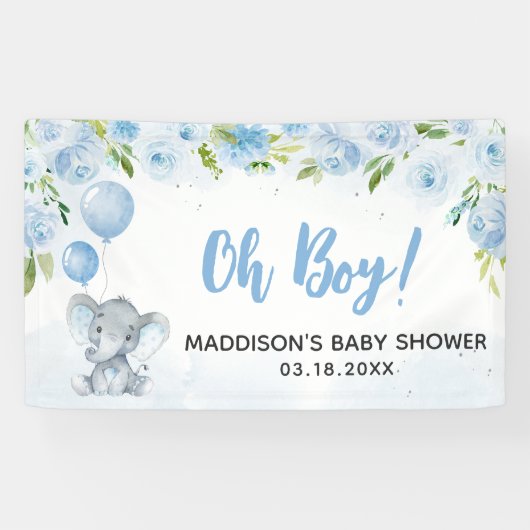 Banderoles Baby shower Blue Elephant (Horizontal)