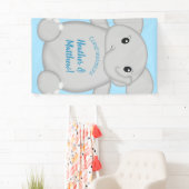 Banderoles Baby shower Blue Elephant (En situation)