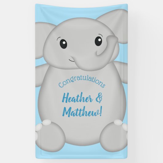 Banderoles Baby shower Blue Elephant (Vertical)
