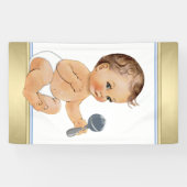 Banderoles Baby shower Blue Gold Sweet Boy (Horizontal)