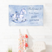 Banderoles Baby shower Blue Rocking Horse Bienvenue (En situation)