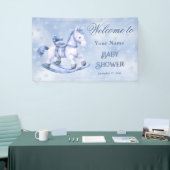 Banderoles Baby shower Blue Rocking Horse Bienvenue (Salon professionnel)