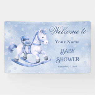 Banderoles Baby shower Blue Rocking Horse Bienvenue
