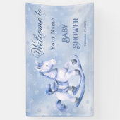 Banderoles Baby shower Blue Rocking Horse Bienvenue (Vertical)