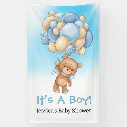 Banderoles Baby shower Blue Teddy C'Est Un Garçon (Vertical)