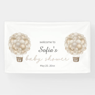 Banderoles Baby shower Boho Beige Hot Air Balloon