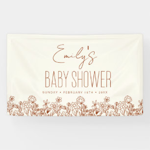 Banderoles Baby shower Boho Fleur sauvage en terre cuite