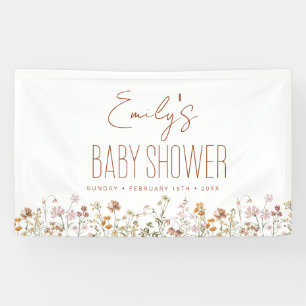Banderoles Baby shower Boho Fleur sauvage en terre cuite