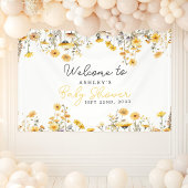 Banderoles Baby shower Boho Fleur sauvage jaune Bienvenue