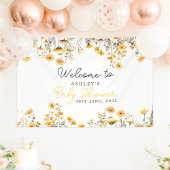 Banderoles Baby shower Boho Fleur sauvage jaune Bienvenue