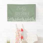 Banderoles Baby shower Boho Fleur sauvage Sage Green (En situation)