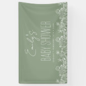 Banderoles Baby shower Boho Fleur sauvage Sage Green (Vertical)