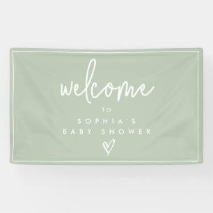 Banderoles Baby shower Boho minimaliste Sage Green Bienvenue
