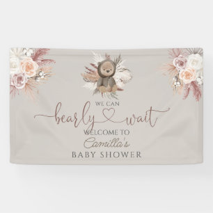 Banderoles Baby shower Boho Teddy Bear Bienvenue