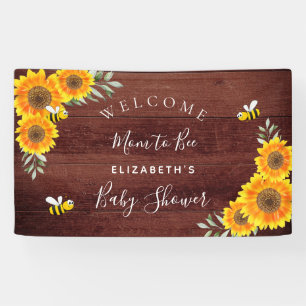Banderoles Baby shower bois rustique tournesol de bois maman
