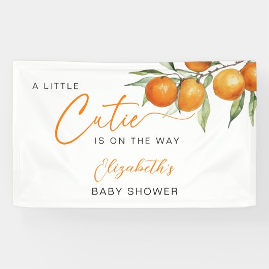 Banderoles Baby shower Botanique Citrus Orange Little Cutie (Horizontal)