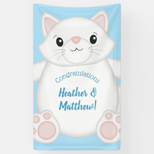 Banderoles Baby shower chat Kitty Blue (Vertical)