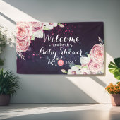 Banderoles Baby shower Chic Boho Plumes florales Bourgogne Ro